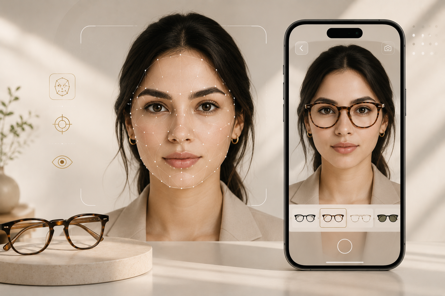 OPTICA Virtual Try-On — face mesh technology